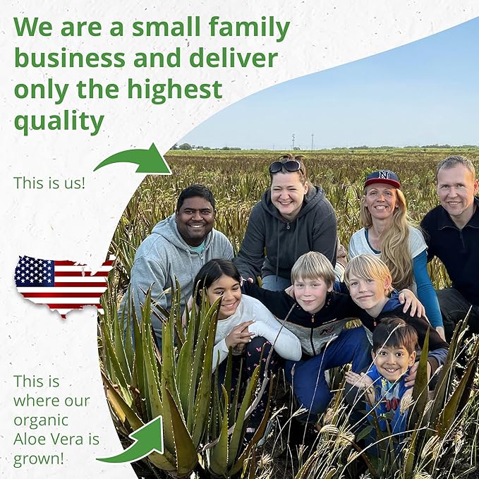 Seven Minerals, Organic Aloe Vera Spray for Body & Hair - From Freshly Cut Aloe Plant, Extra Strong, Easy to Apply, No Thickeners So It Absorbs Rapidly, No Sticky Residue - Made in USA (Big 12 fl oz)