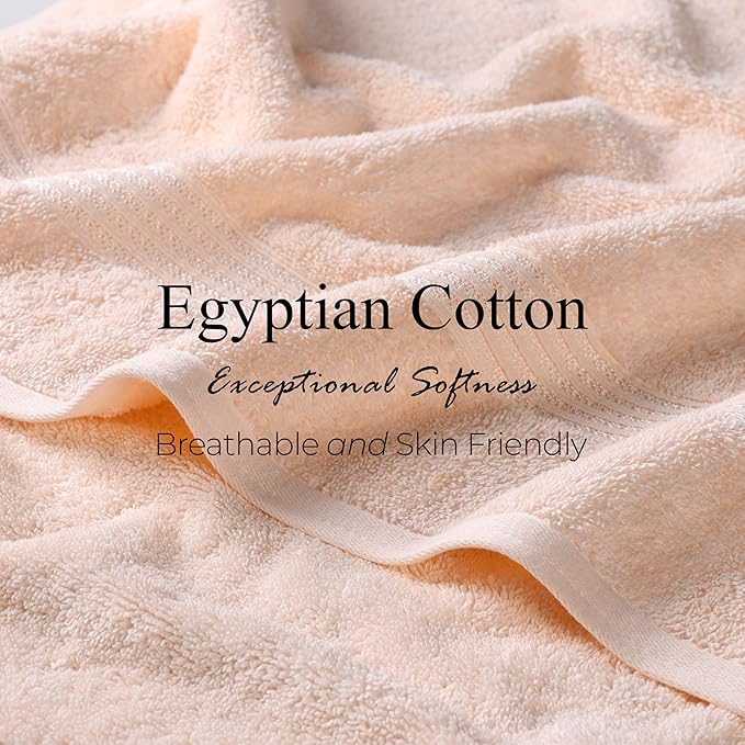 Superior Egyptian Cotton 10-Piece Face Towel Set , Small Towels For Facial, Spa, Quick Dry, Absorbent Towels, Bathroom Accessories, Guest Bath, Home Essentials, Washcloth, Airbnb, Peach