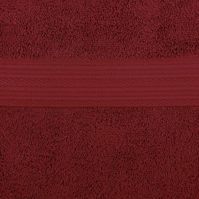 Amazon Basics Soft Bath Towels set , Absorbent Fade Resistant 100% Cotton washcloths 6 Pieces (12" x 12"), Perfect face towels, fingertip towels, Crimson