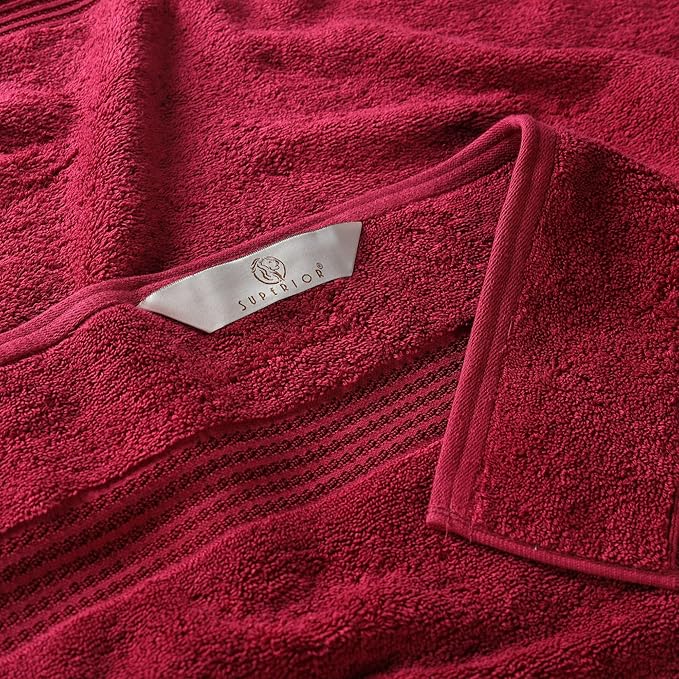 Superior Egyptian Cotton Bath Towel Set, Home Bathroom Towels, Master, Guest Bath, Decor Essentials, Quick Dry, Absorbent, Large Body Towels, Spa, Hotel, Resort, Adult, Kids, Set of 2, Burgundy