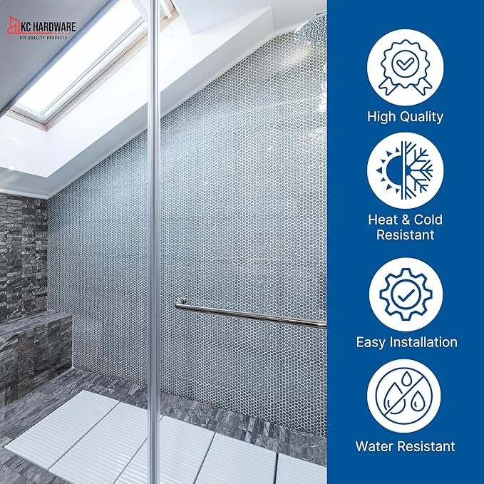 KC Hardware 85 Inch Frameless Shower Door Side Seal Strip, H-Type Glass Shower Door Seal Strip (180 Degree) for 1/2 Inch(10-12mm) Thick Glass, Water Guard That Prevents leaks, Ultra Clear (Pack of 3)