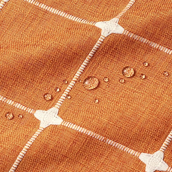 MitoVilla Boho Small Stall Shower Curtain 36 x 72, Orange Narrow Polyester Linen Fabric Shower Curtains for Farmhouse Bathroom Decor, Half Size Cloth Shower Curtain Set with Hooks