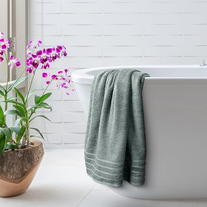 Avalon Towels Bath Towels Set of 4, Size 30 x 60 Inches, Highly Soft and Absorbent, Quick Drying, Lightweight, Perfect for Daily Use (Light Grey)