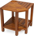 TeakCraft Teak Corner Shower Bench with Basket 17.5 Inch, Fully Assembled. The TeakRa