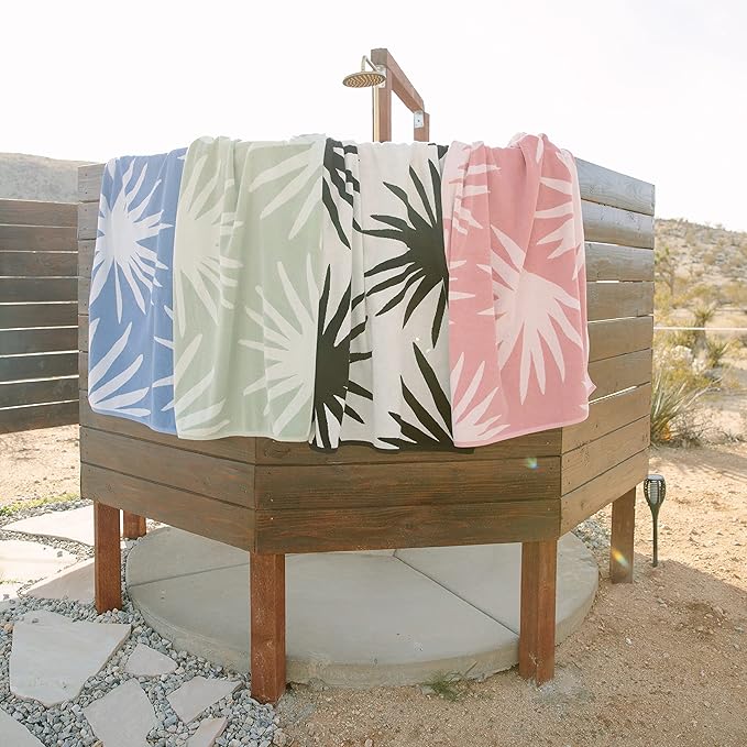 Laguna Beach Textile Co. Tropical Cabana Beach Towel - Oversized, Plush 630 GSM Cotton - Agave Green