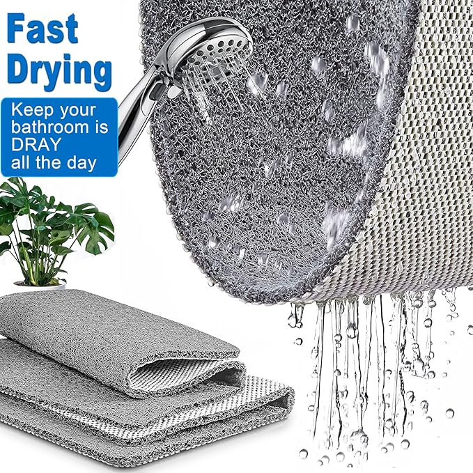 Shower Mats Non Slip,16x36'' Long Bathtub Mat Non-Slip for Bathroom Tub,Shower Mats for Showers Anti Slip for Elderly,Loofah Anti Slip Shower Matt,Shower Stall Mat for Inside Shower-Grey