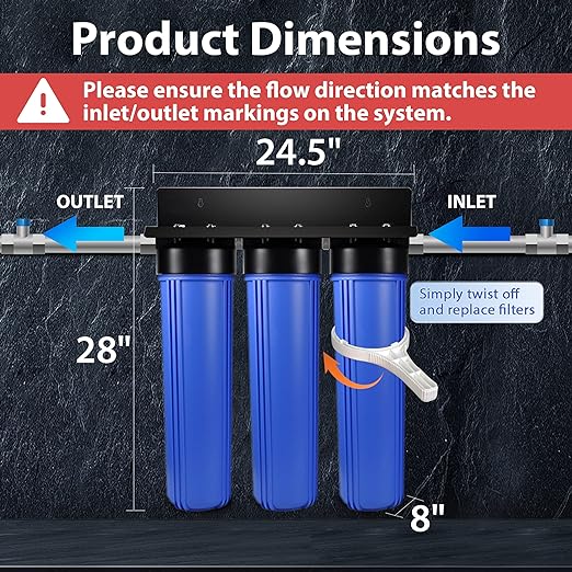 iSpring Whole House Water Filter System w/Spin Down Sediment Filter, Polyphosphate Anti-Scale, GAC+KDF, and Carbon Block Water Filters, Water Descaler and Water Filter, Model: WGB32B-KDS+WSP50