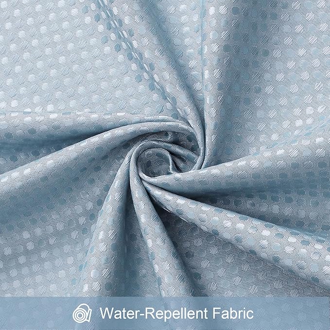 3 in 1 Shower Curtain Set, Fog Blue Waffle Shower Curtain and PEVA Liner Set with 12 Stainless Steel Shower Curtain Hooks, Waterproof Fabric Shower Curtains for Bathroom, 72 W x 72 H