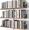 Heimlove Floating Shelves for Wall, 36 Inch Long Wood Floating Bookshelf Set of 3, Wall Mounted Hanging Shelf for Bathroom Bedroom Kitchen, Rustic Brown