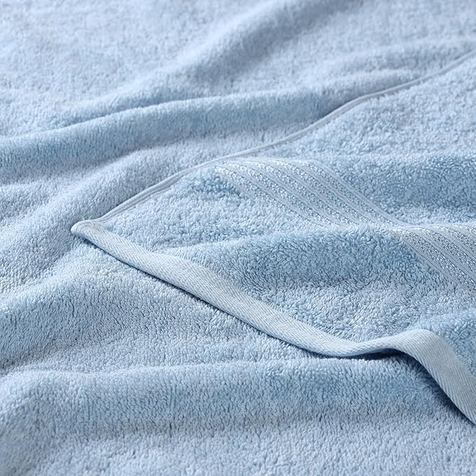 Superior Egyptian Cotton 8-Piece Hand Towel Set, Towel Basics For Quick Dry, Absorbent Small Towels, Facial, Spa, Kitchen, Bathroom Essentials, Apartment, Guest Bath, Soft, Washcloth, Light Blue