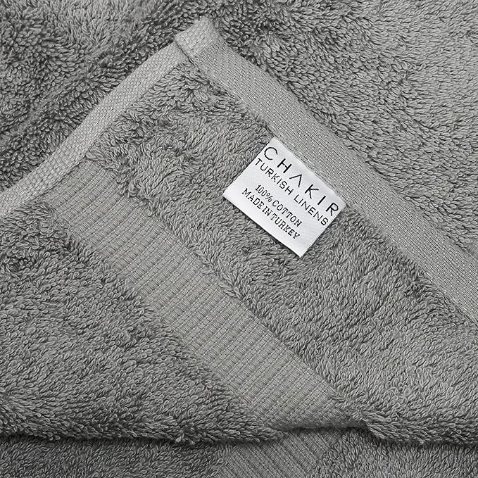 Chakir Turkish Linens Premium Cotton Absorbent Turkish Towels (8-Piece Towel Set, Gray)
