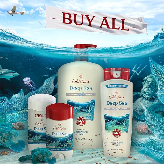Old Spice Body Wash GentleMan’s Super Hydration for Men, 24/7 Renewing Moisture, Gentle on Skin with Skin Conditioners, Deep Sea with Ocean Waves + Kelp Scent, 20 oz