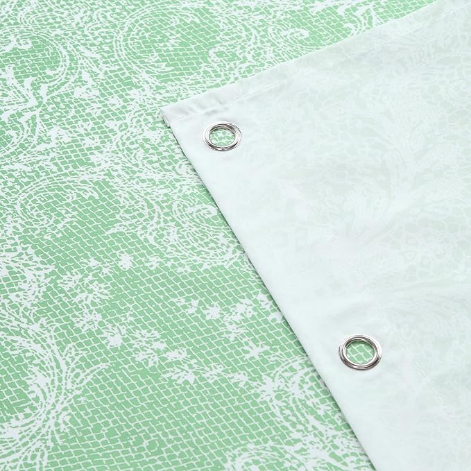 78 Inch Long Shower Curtain - Chantilly Lace Design, Heavyweight Polyester, Grass Green to White Ombre, 72" W x 78" H