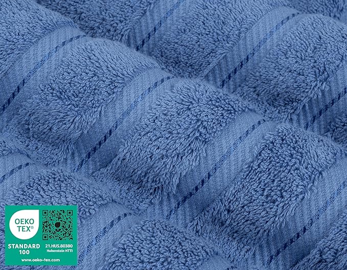 American Soft Linen Luxury 4 Piece Bath Towel Set, 600 GSM 100% Cotton Turkish Bath Towels for Bathroom, 27x54 in Extra Large Bathroom Shower Towels, Electric Blue
