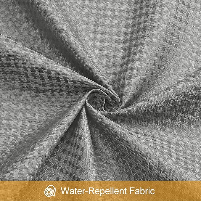 3 in 1 Long Shower Curtain Set-72 W x 78 H, Grey Waffle and PEVA Liner Set with 12 Stainless Steel Hooks, Waterproof Fabric for Bathroom