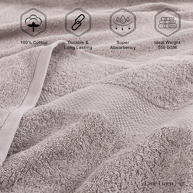 LANE LINEN Oversized Bath Towels Set of 2 (35"x66") - 100% Cotton Ring Spun Extra Large Bath Sheets - Quick Dry, Ultra Soft & Highly Absorbent - Daily Use Hotel & Spa Quality Bathroom Towel - Platinum