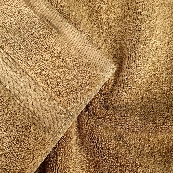 BNM Egyptian Cotton Heavyweight Towels, Ideal For Bathroom, Shower, Spa, Hotel, 800 GSM, Face/ Washcloths, Hand Towels, Bath Towels, Highly-Absorbent, Luxury Home Basics, 9 Piece Towel Set, Toast