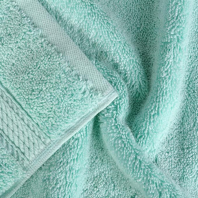 BNM Egyptian Cotton Heavyweight Towels, Ideal For Bathroom, Shower, Spa, Hotel, 800 GSM, Face/ Washcloths, Hand Towels, Bath Towels, Highly-Absorbent, Luxury Home Basics, 9 Piece Towel Set, Sea Foam