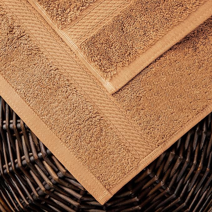 BLUENILEMILLS Premium Towel Collection, Egyptian Cotton Towels for Shower and Bathroom Assorted 6-Piece Towel Set, 30" x 55", 20" x 30", 13" x 13", Rust by Blue Nile Mills