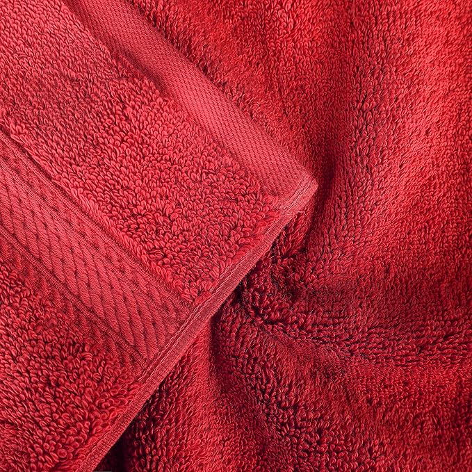 BNM Egyptian Cotton Heavyweight Towels, Ideal For Bathroom, Shower, Spa, 800 GSM Bath Towels, Highly-Absorbent, Luxury Bathroom Essentials, Ultra-Soft Plush Home Basics, Bath Towel Set of 4, Red
