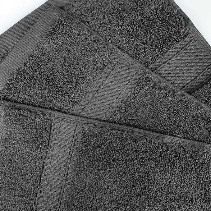 BNM Egyptian Cotton Heavyweight Towels, Ideal For Bathroom, Shower, Spa, Hotel, 800 GSM, Face/ Washcloths, Hand Towels, Bath Towels, Highly-Absorbent, Luxury Home Basics, 9 Piece Towel Set, Charcoal