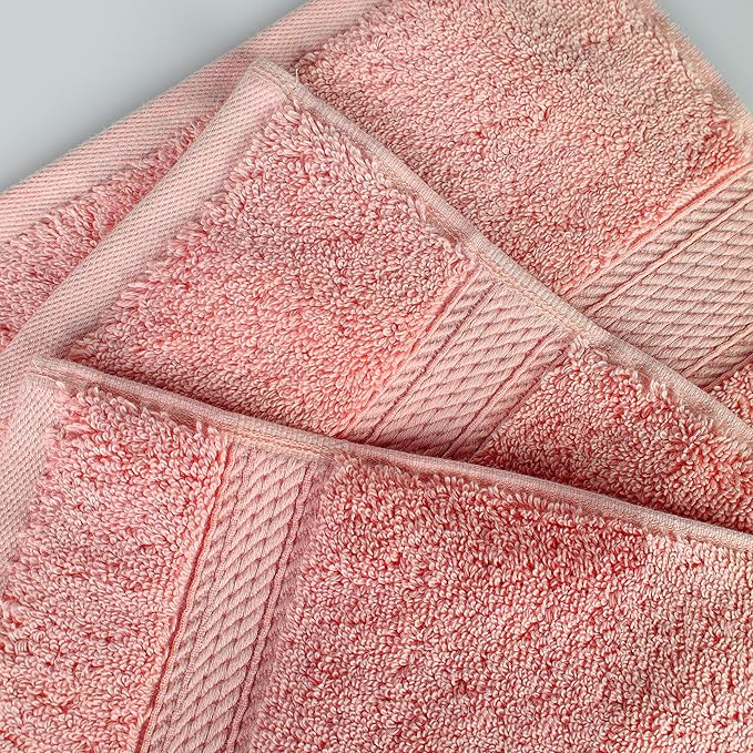 BNM Egyptian Cotton Heavyweight Towels, Ideal For Bathroom, Shower, Spa, 800 GSM Bath Towels, Highly-Absorbent, Luxury Bathroom Essentials, Soft Plush Home Basics, Bath Towel Set of 4, Tea Rose Pink