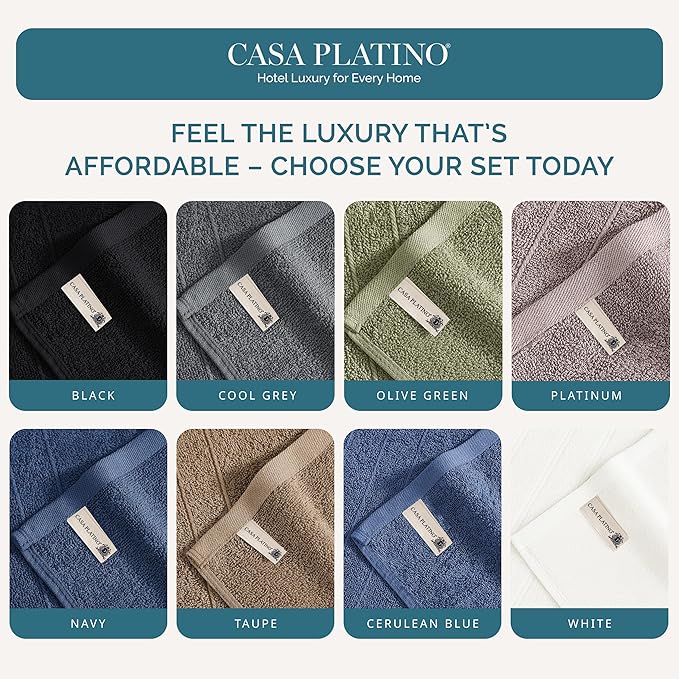 Casa Platino 100% Cotton Washcloths 12 Pack - Spa & Salon Quality Face Towels - Ring Spun, Soft & Absorbent Wash Cloth Rags for Body, Beauty, Home, Gym - Fingertip Towels - 13"x13", White Washcloths