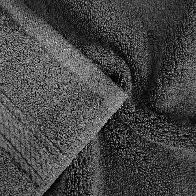 BNM Egyptian Cotton Heavyweight Towels, Ideal For Bathroom, Shower, Spa, Hotel, 800 GSM, Face/ Washcloths, Hand Towels, Bath Towels, Highly-Absorbent, Luxury Home Basics, 9 Piece Towel Set, Charcoal