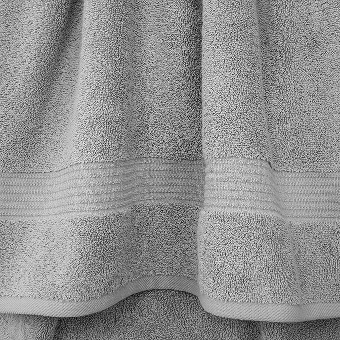 Cotton Paradise Hand Towels for Bathroom, 100% Cotton Turkish 4 Piece Hand Towel Set, Soft Absorbent Face Towels, Light Gray Hand Towels