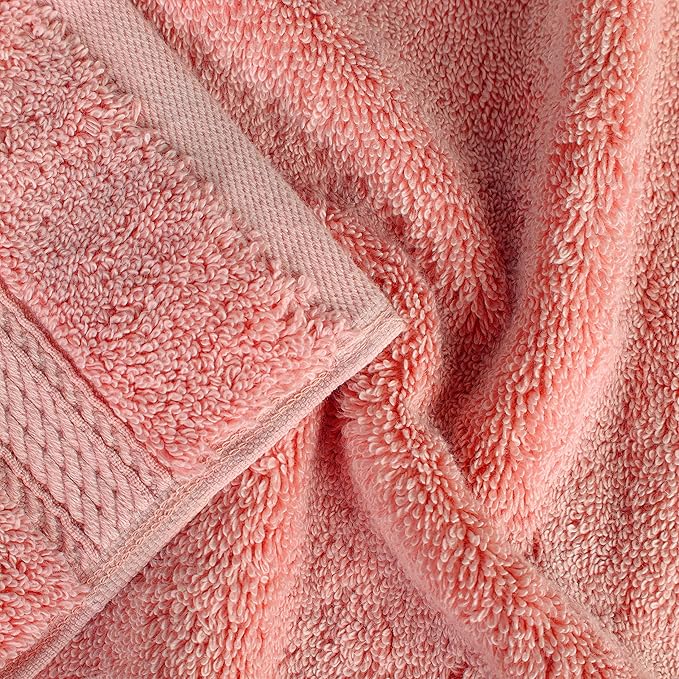 BNM Egyptian Cotton Heavyweight Towels, Ideal For Bathroom, Shower, Spa, 800 GSM Bath Towels, Highly-Absorbent, Luxury Bathroom Essentials, Soft Plush Home Basics, Bath Towel Set of 4, Tea Rose Pink