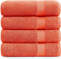 LANE LINEN 4 Pack Bath Towels (28"x54") - 100% Ring Spun Cotton Towels Set for Bathroom - Quick Dry, Ultra Soft & Absorbent Large Bath Towel Set - Can be Used for Salon, Spa & Hotel - Tiger Lily