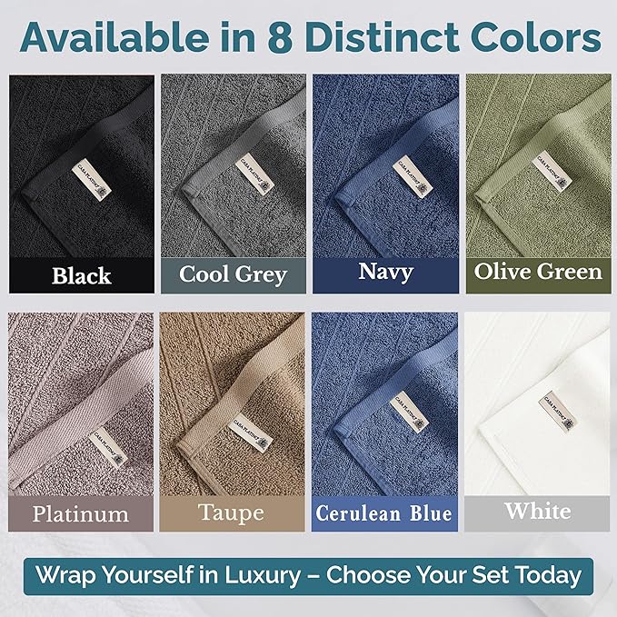 Casa Platino 100% Mercerized Cotton Hand Towels for Bathroom (16"x28") - Spa & Hotel Quality - Ring Spun - Quick Dry, Soft & Absorbent Bath Hand Towel Set of 4 - Pet Friendly, Pre Shrunk - Cool Grey